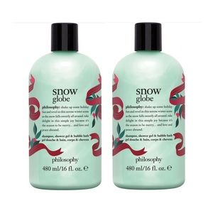 2 X Philosophy Snow Globe Shampoo Shower Gel & Bubble Bath 16 oz Each